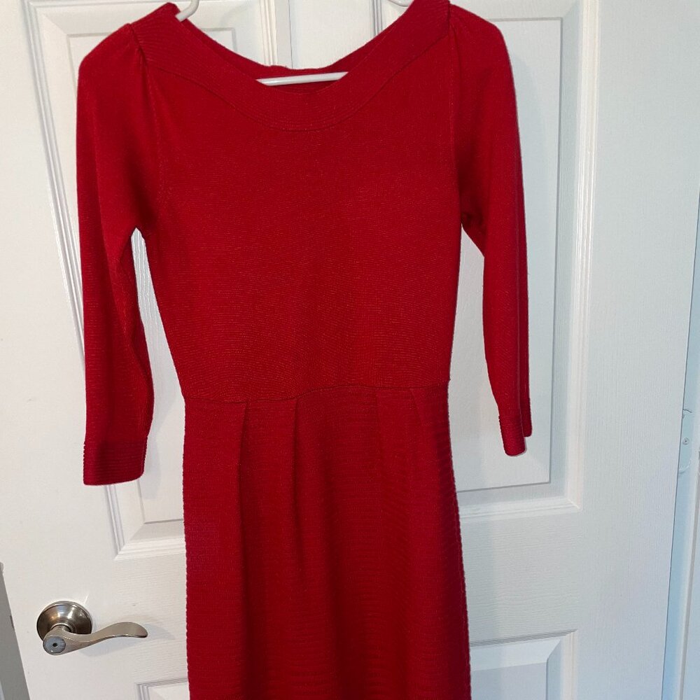 Express Red 3/4 Sleeve Midi Sweater Dress
